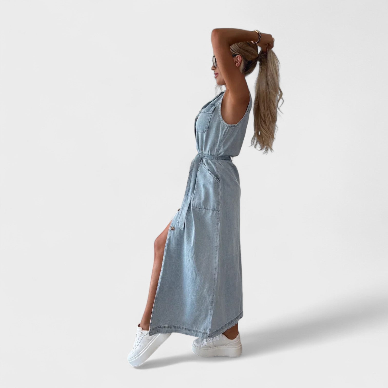 Louisa – Vestito Lungo in Denim Senza Maniche