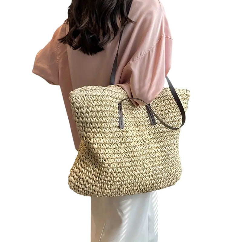 Giulia – Borsa Tote Intrecciata da Donna in Paglia Naturale