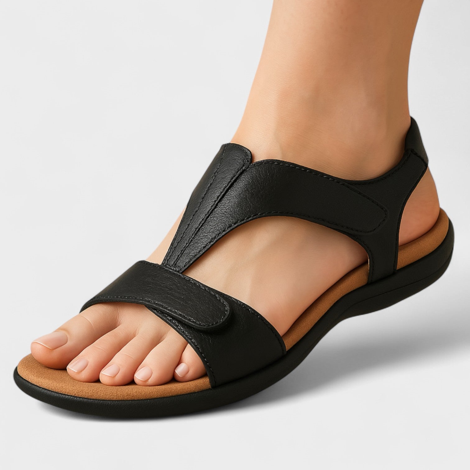 Elisabeth - Sandalo Ortopedico in Pelle con Chiusura in Velcro