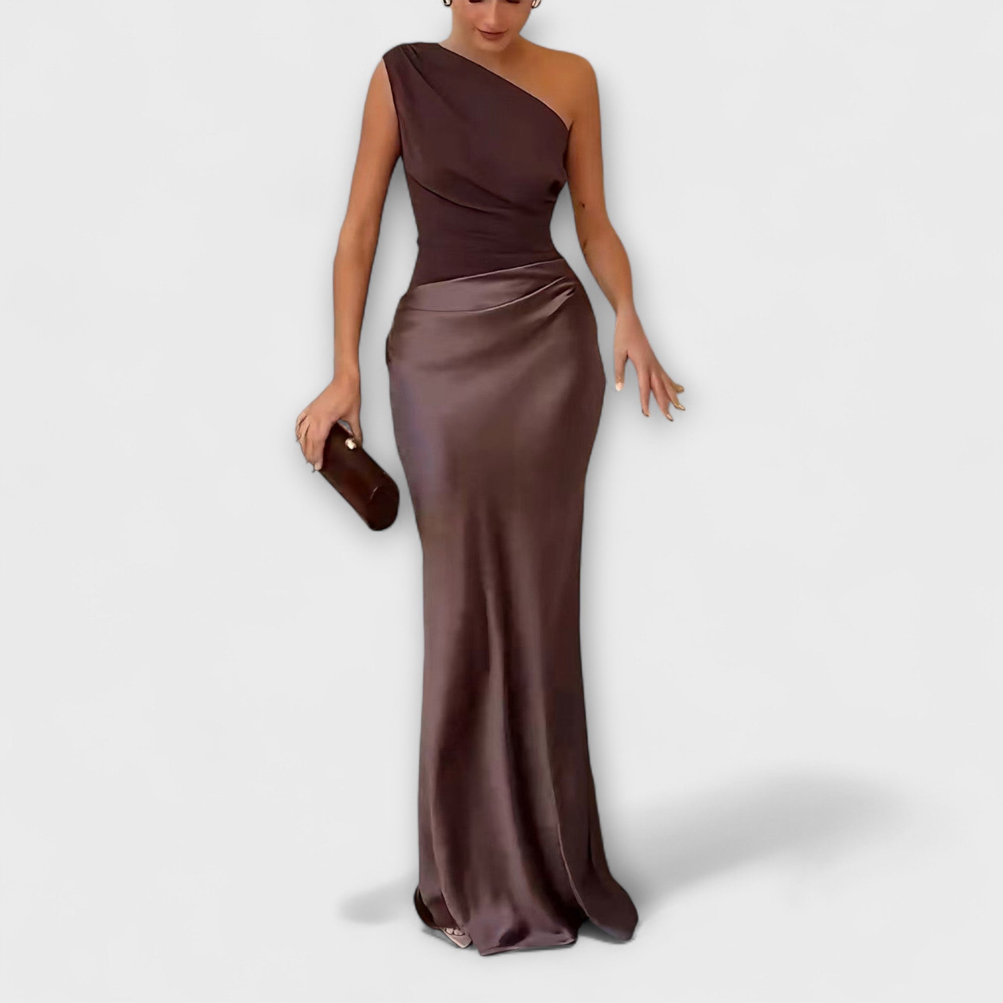 Vera – Abito Asimmetrico Elegante in Raso Satinato