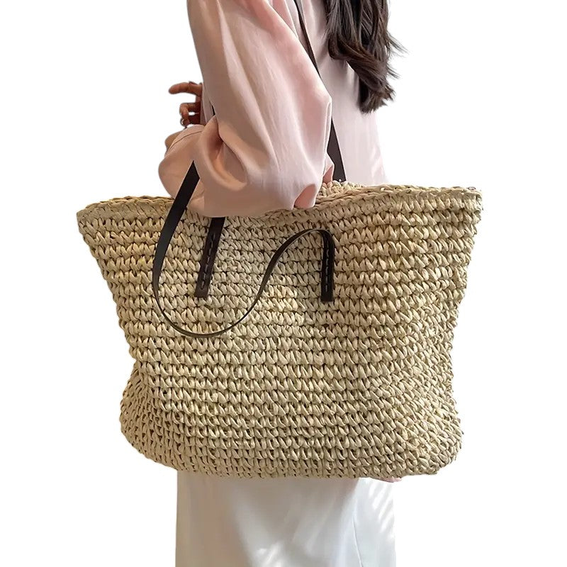 Giulia – Borsa Tote Intrecciata da Donna in Paglia Naturale