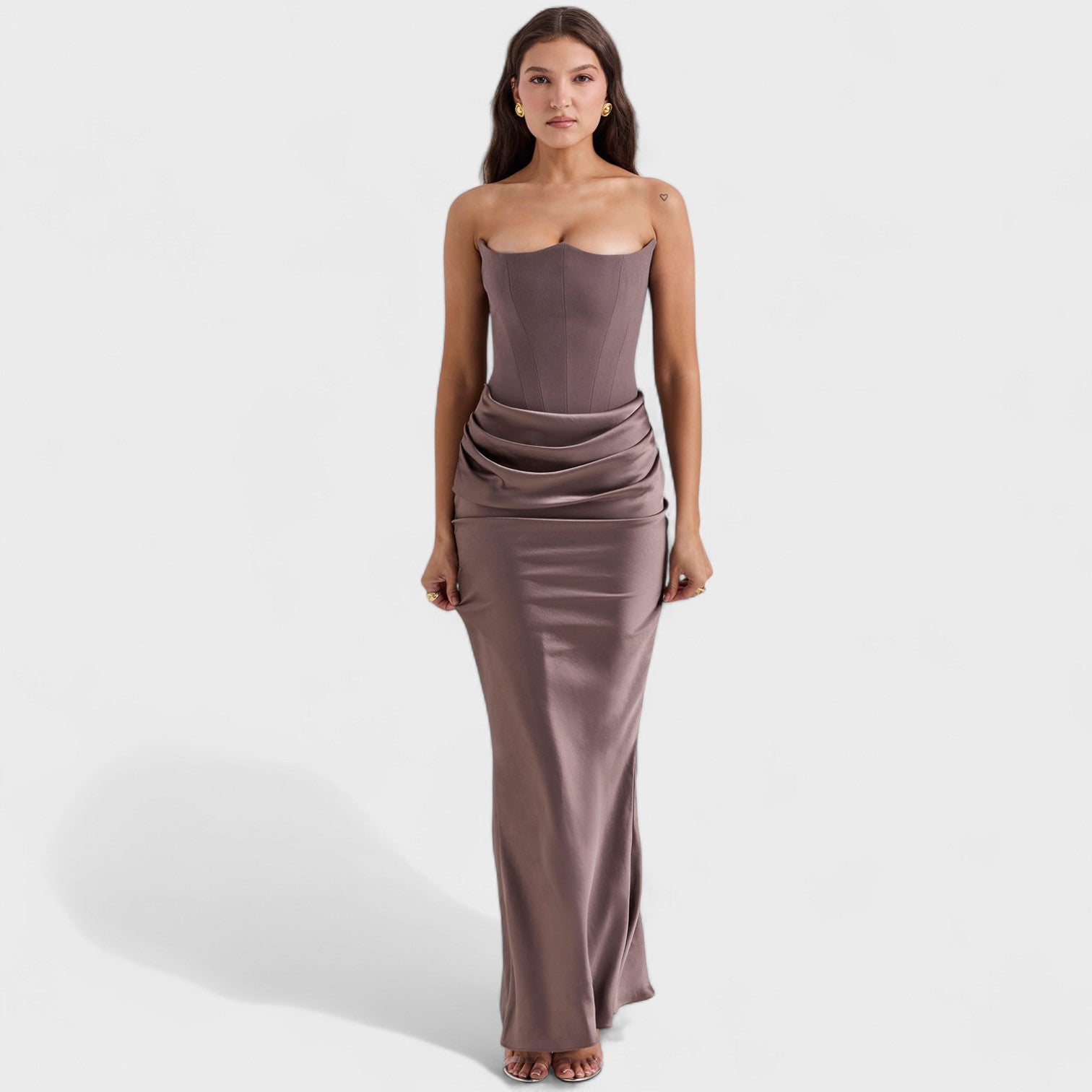 Lina – Abito Maxi Elegante da Donna con Dettagli Corsetto