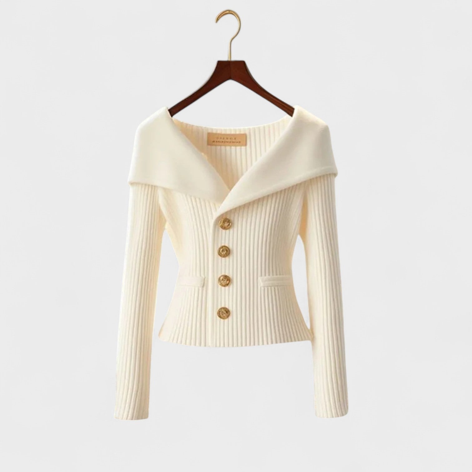Isabela – Giacca Elegante in Maglia con Bottoni Dorati