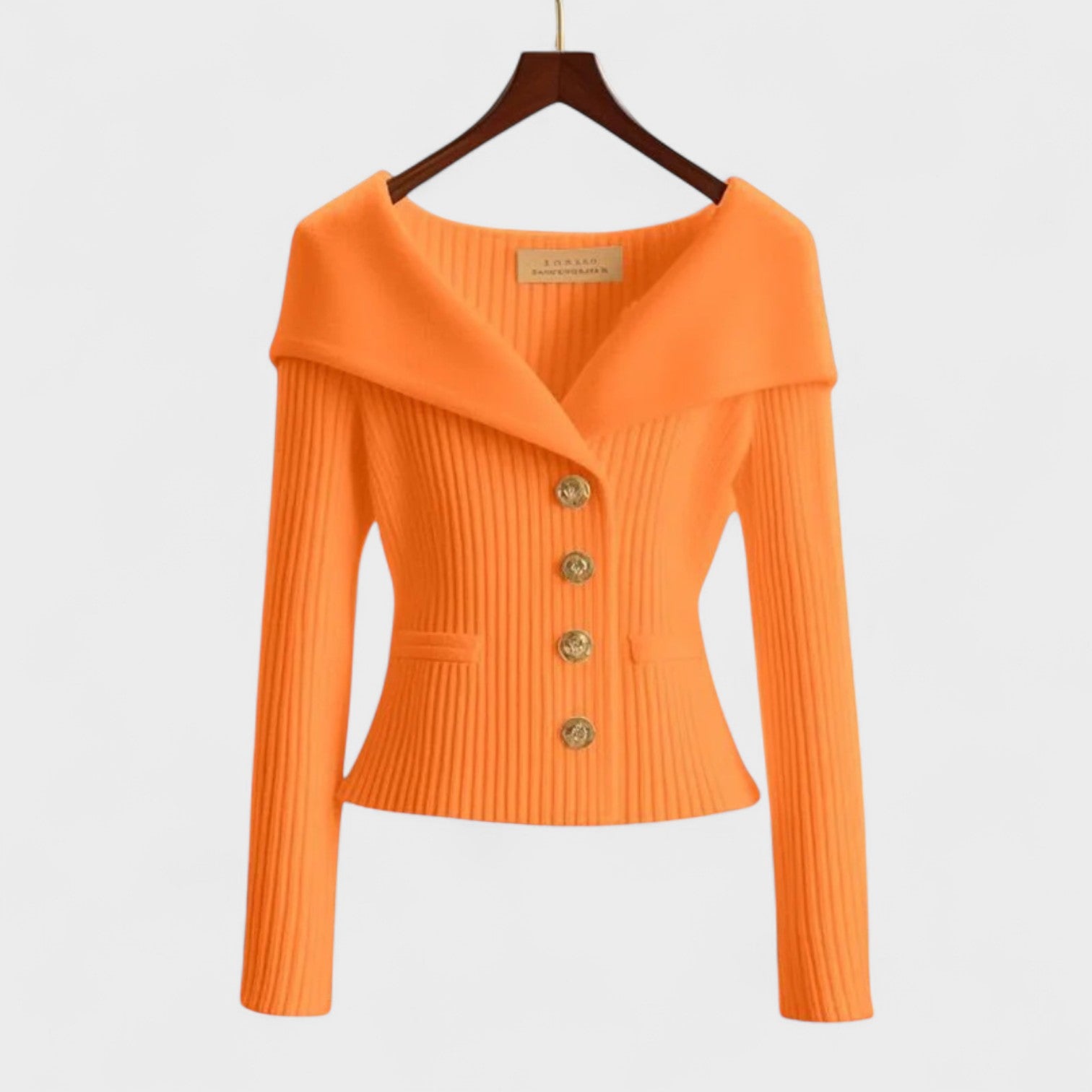 Isabela – Giacca Elegante in Maglia con Bottoni Dorati