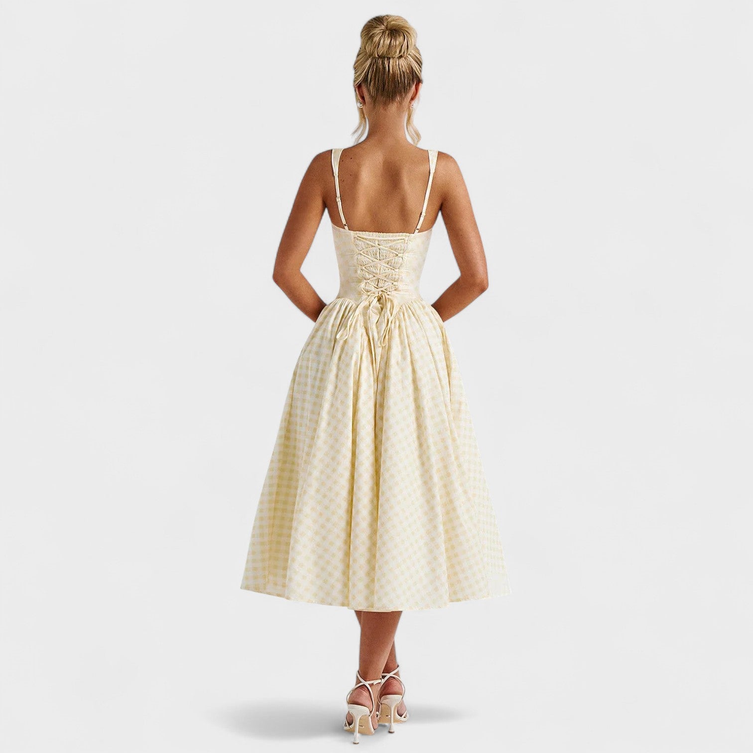 Sherrie – Abito midi con stampa vichy e ispirazione vintage