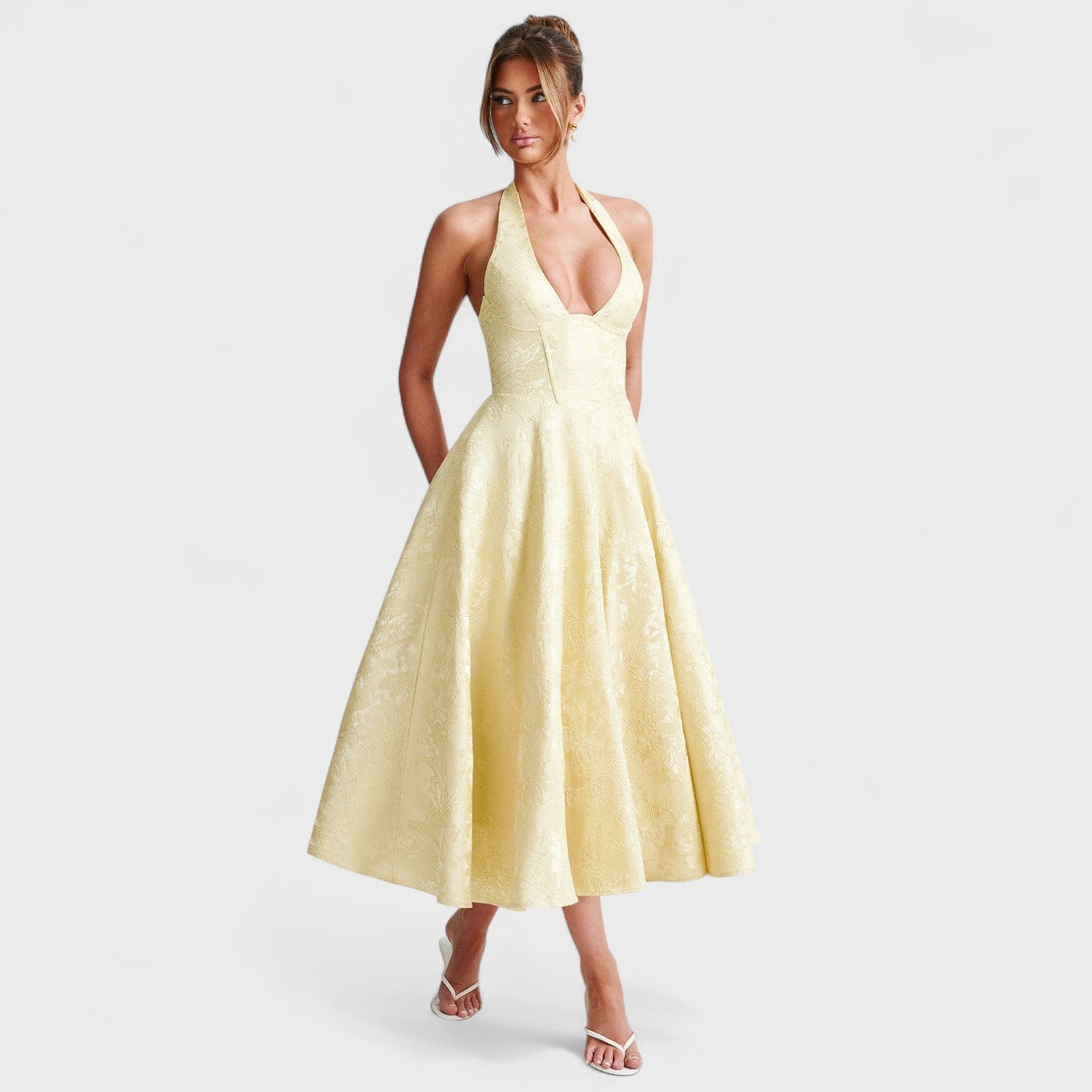 Halina – Vestito midi con corsetto e gonna fluida