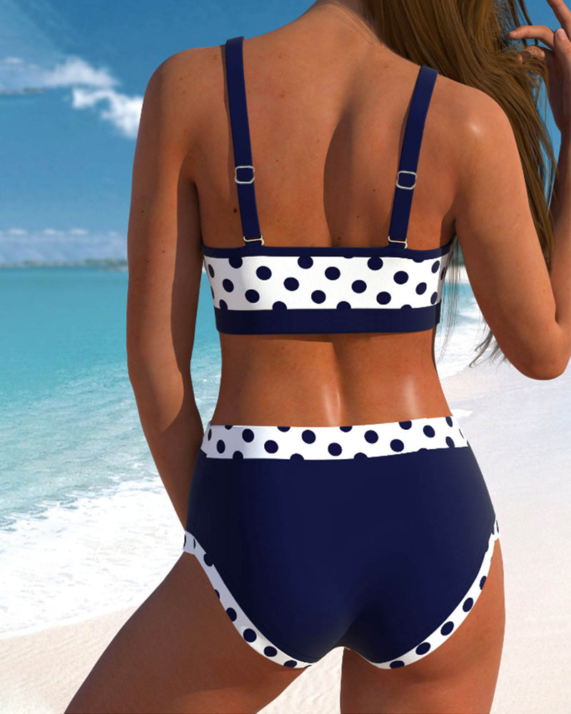 Liesbeth – Bikini a Vita Alta a Pois con Design Patchwork
