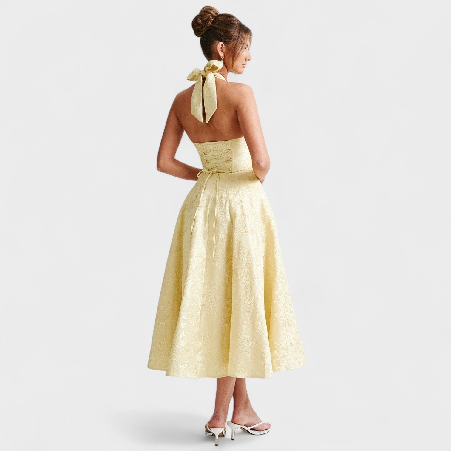 Halina – Vestito midi con corsetto e gonna fluida