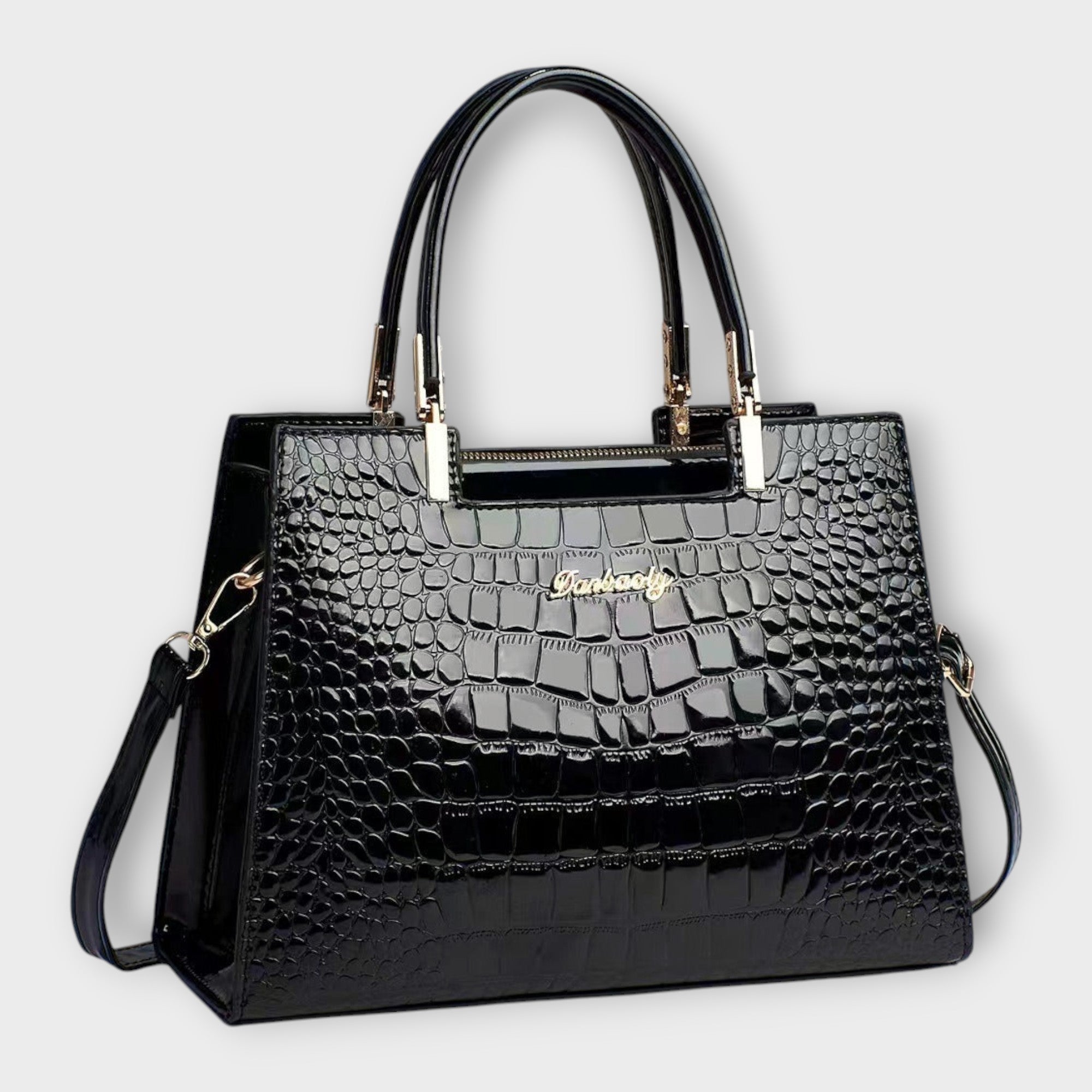 Giulia – Bolso de mano efecto cocodrilo brillante