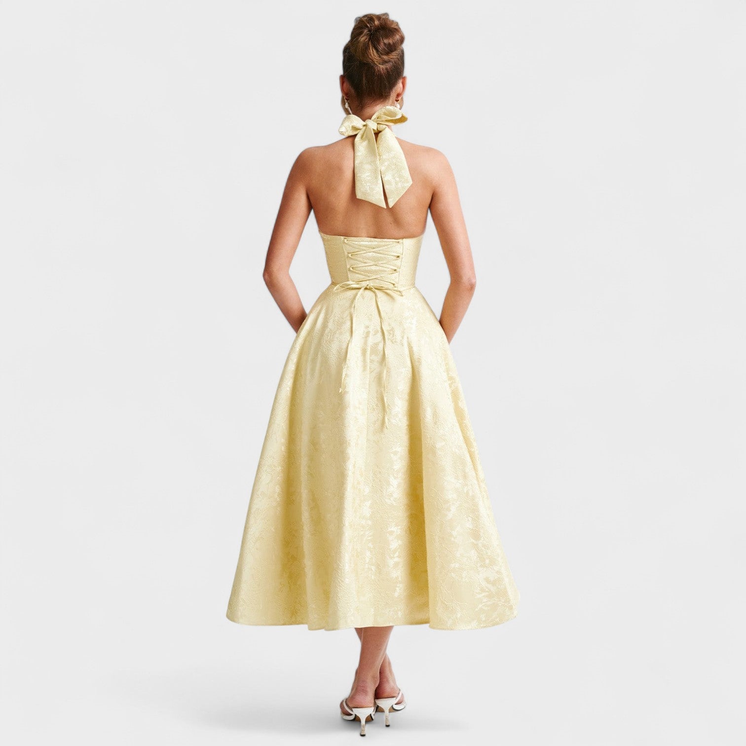 Halina – Vestito midi con corsetto e gonna fluida