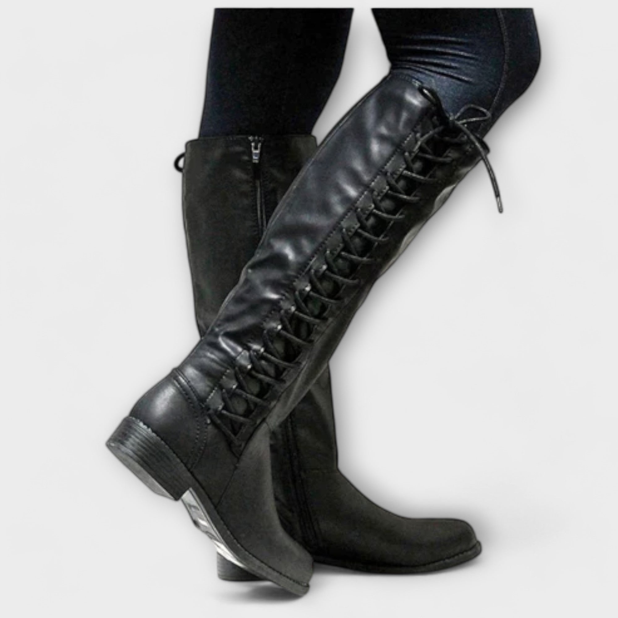 Stivaletti Eleganti con Lacci – In Pelle Antiscivolo e Caldi per l’Invernocon cordones
