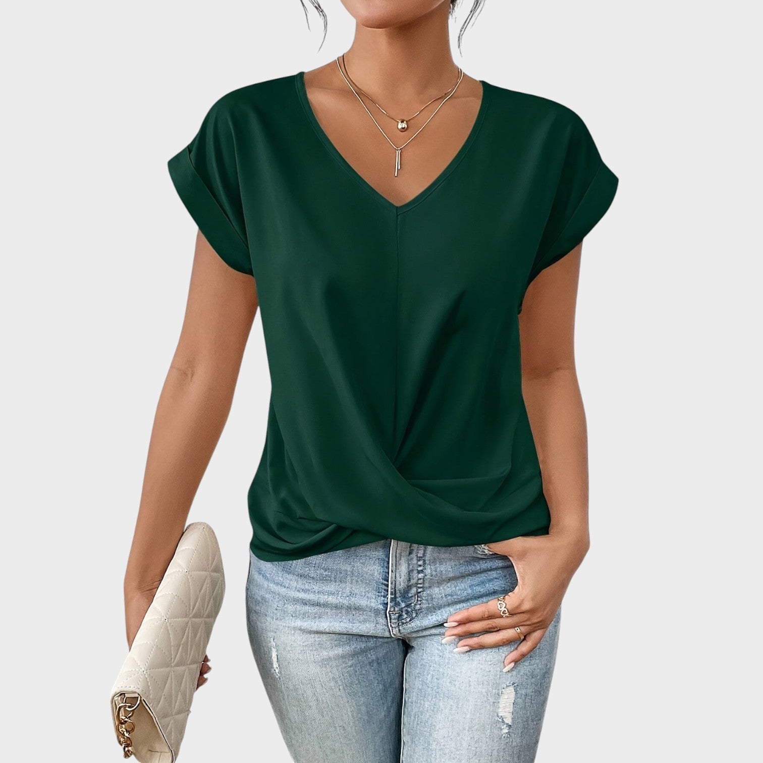 Eloise – Blusa da Donna con Scollo a V e Nodo Elegante