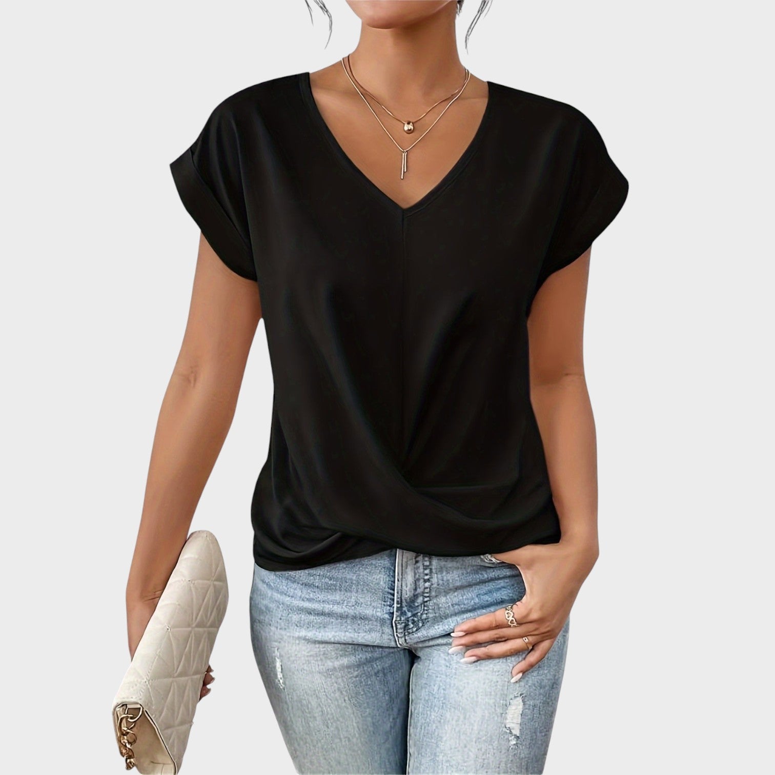 Eloise – Blusa da Donna con Scollo a V e Nodo Elegante