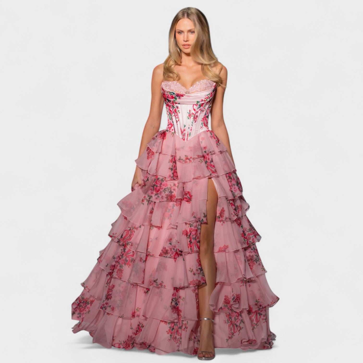 Isadora – Abito da Sogno Rosa con Corsetto e Volant