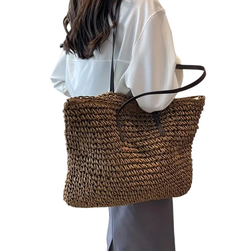 Giulia – Borsa Tote Intrecciata da Donna in Paglia Naturale
