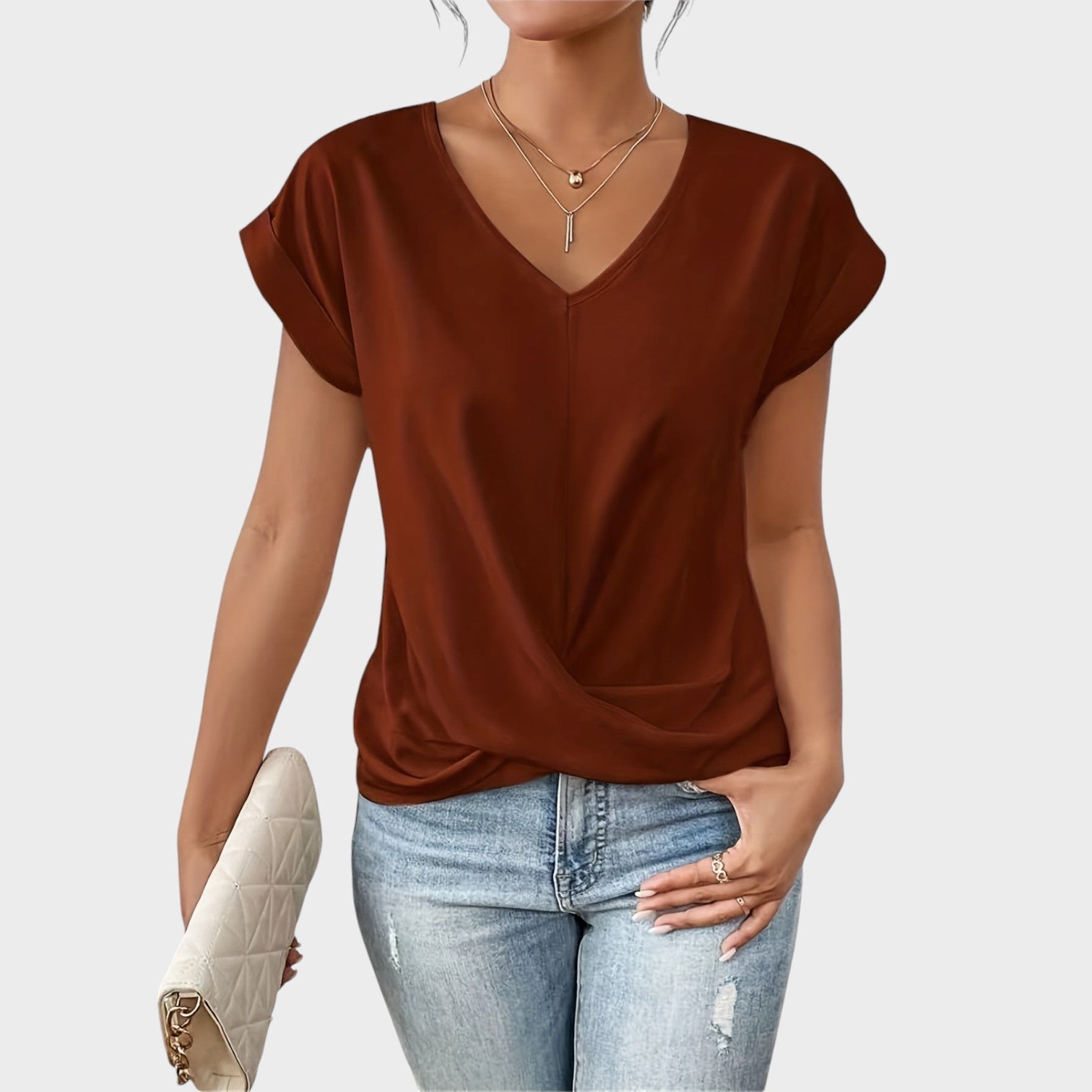 Eloise – Blusa da Donna con Scollo a V e Nodo Elegante