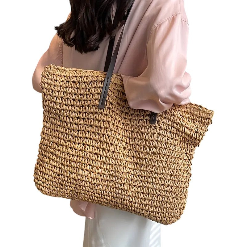 Giulia – Borsa Tote Intrecciata da Donna in Paglia Naturale