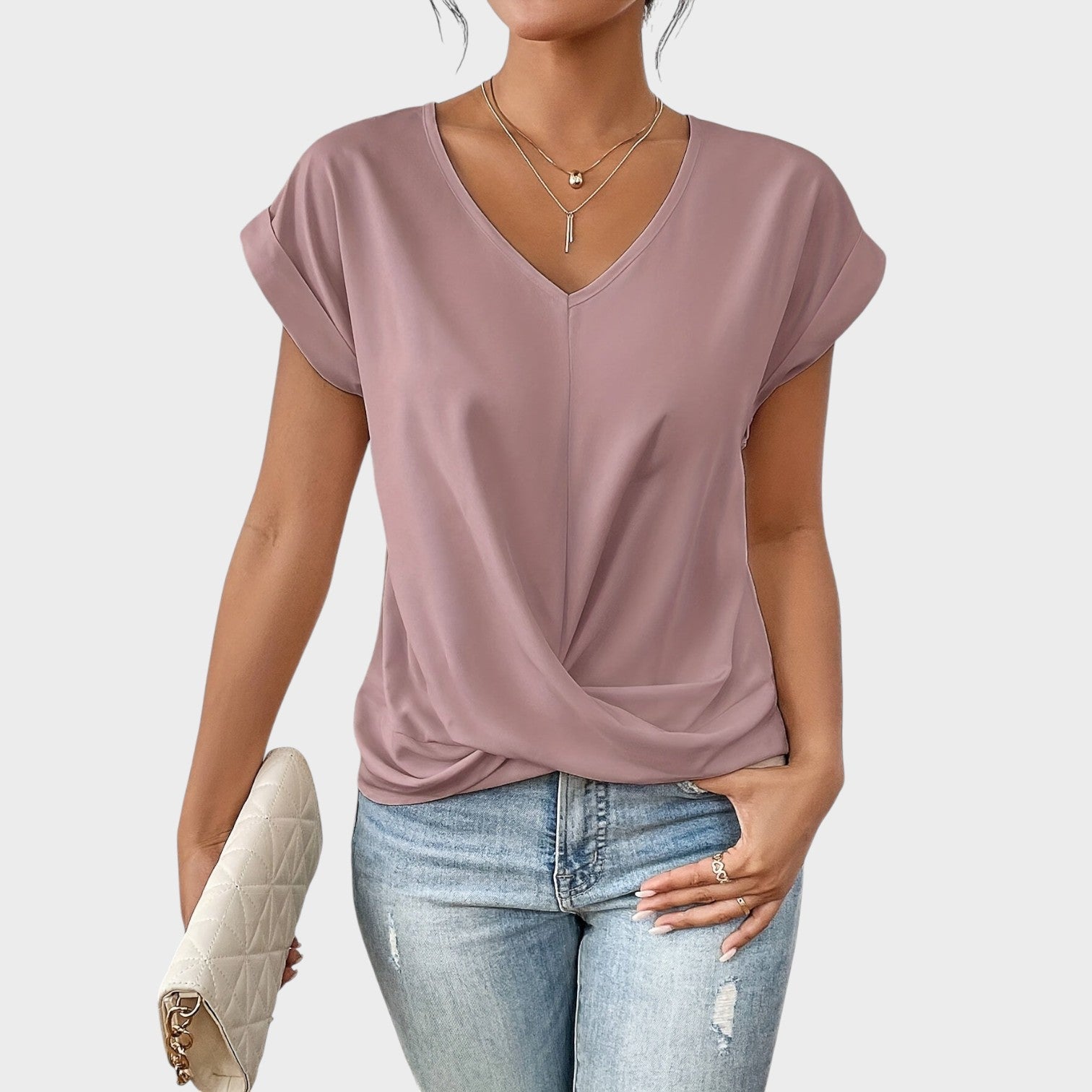 Eloise – Blusa da Donna con Scollo a V e Nodo Elegante