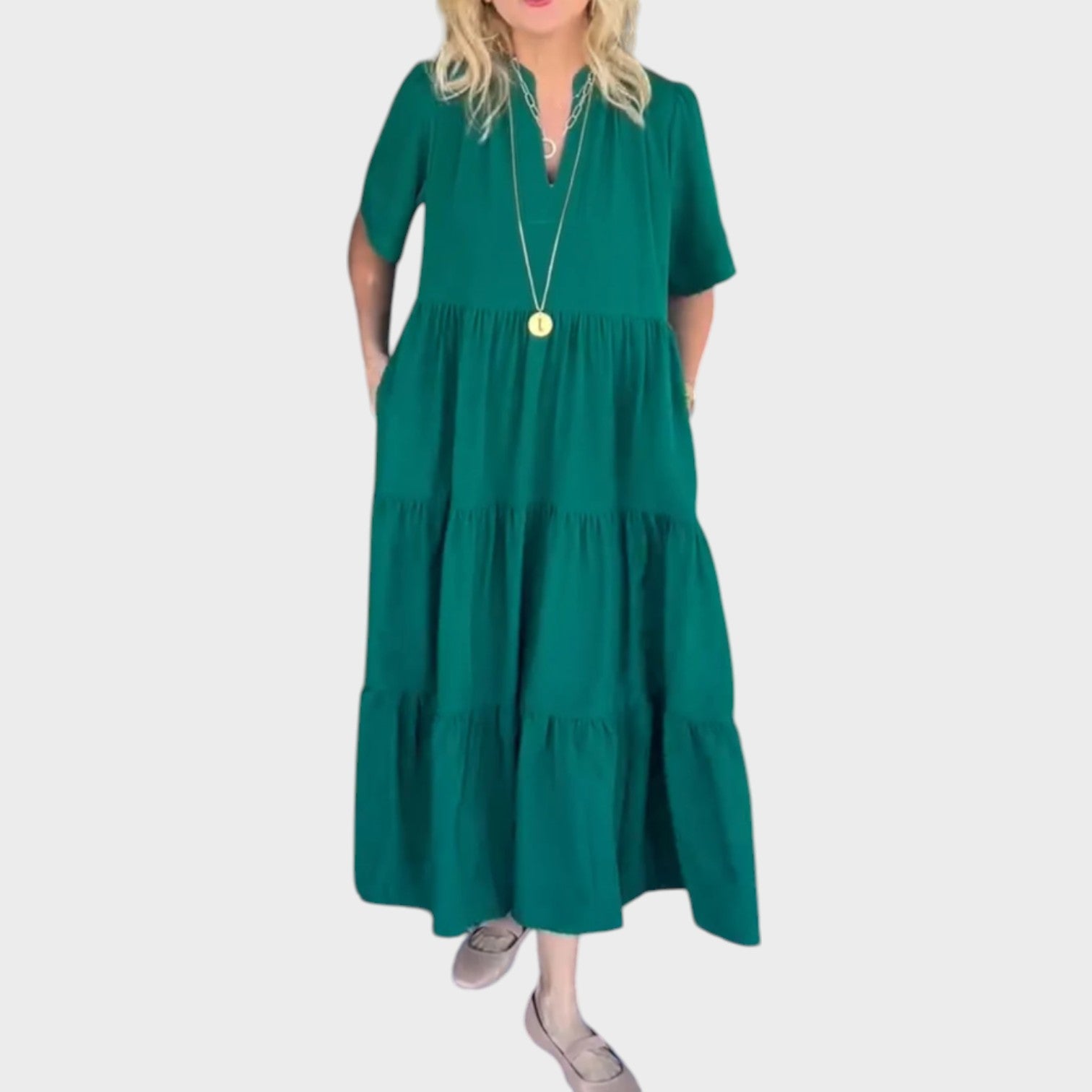 Isabela – Vestito Lungo Fluido con Tasche Nascoste
