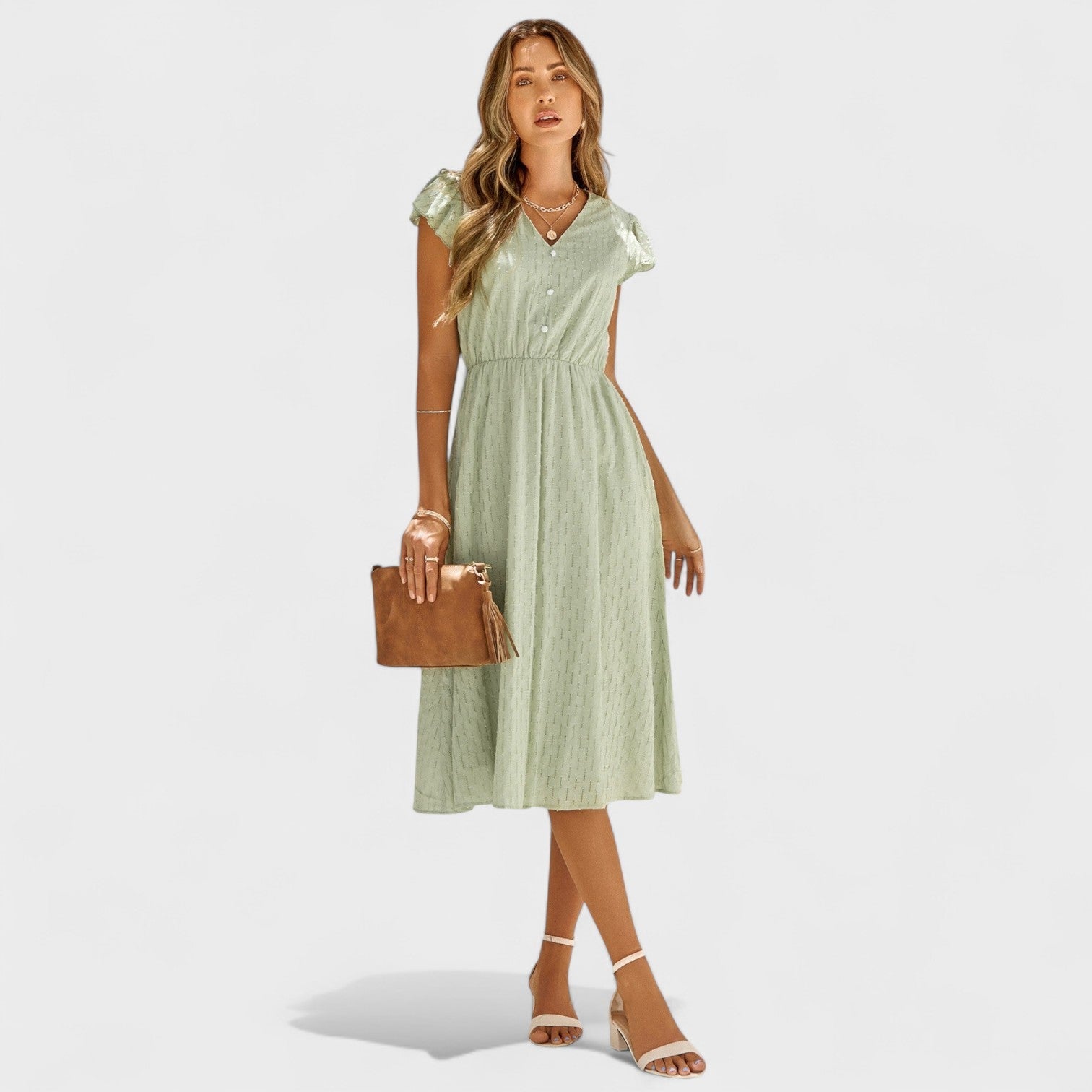 Lara – Abito Primaverile con Volant e Scollo a V