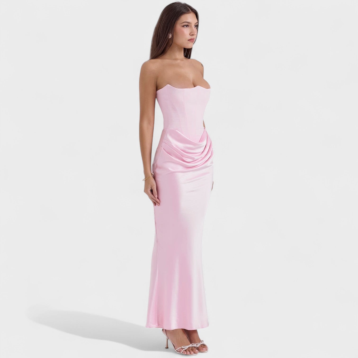 Lina – Abito Maxi Elegante da Donna con Dettagli Corsetto