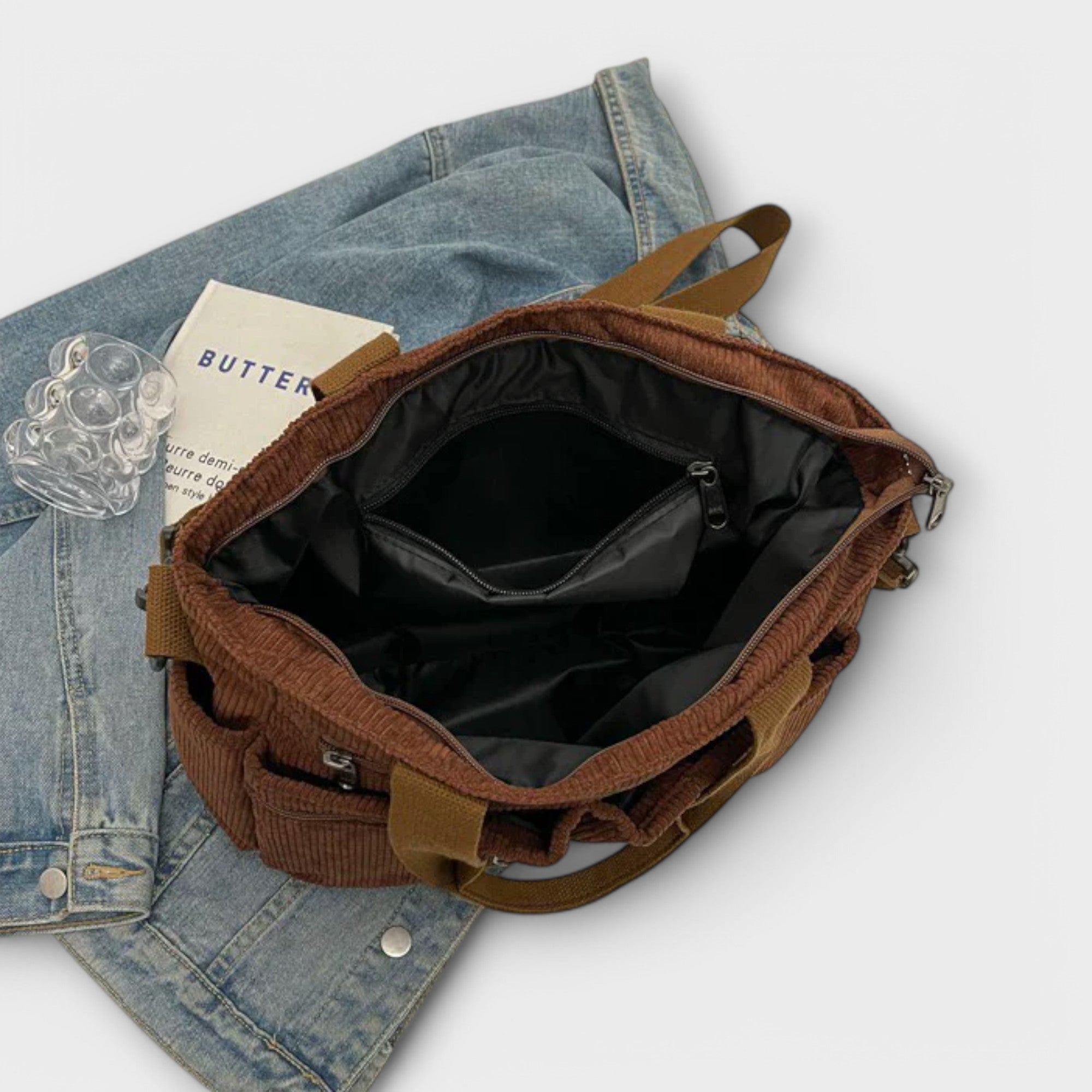 Giulia – Borsa Tote in Velluto a Coste Impermeabile da Donna
