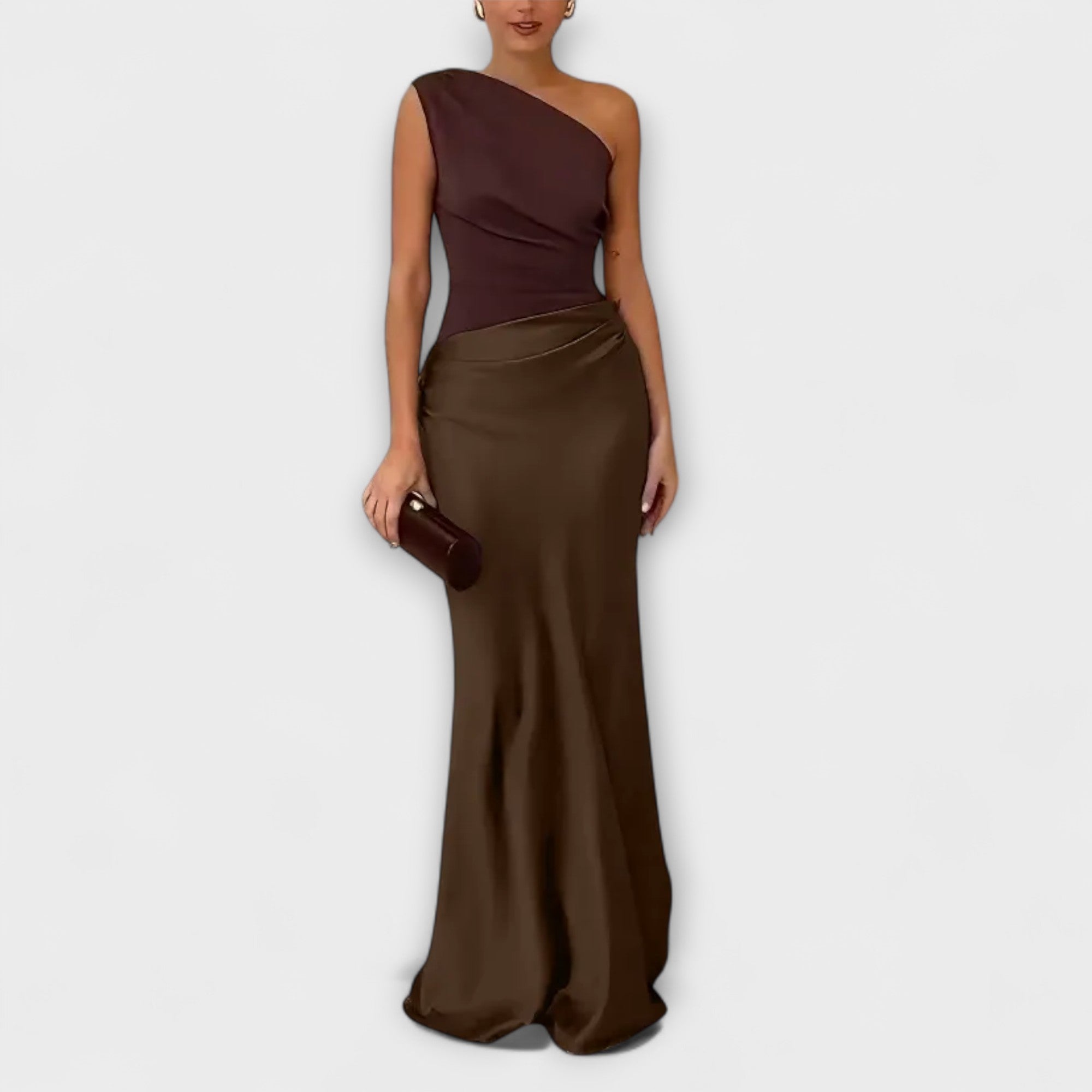 Vera – Abito Asimmetrico Elegante in Raso Satinato