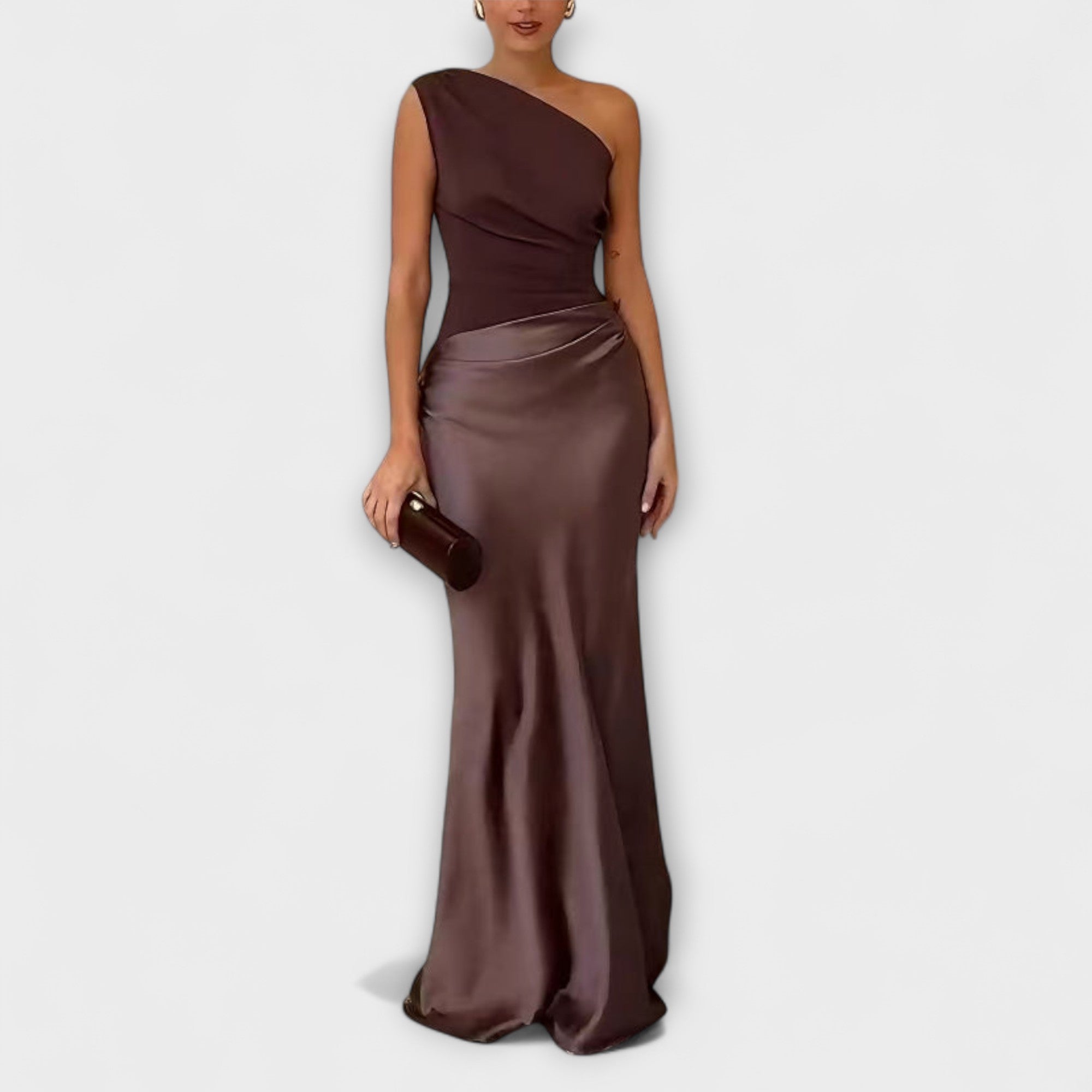 Vera – Abito Asimmetrico Elegante in Raso Satinato