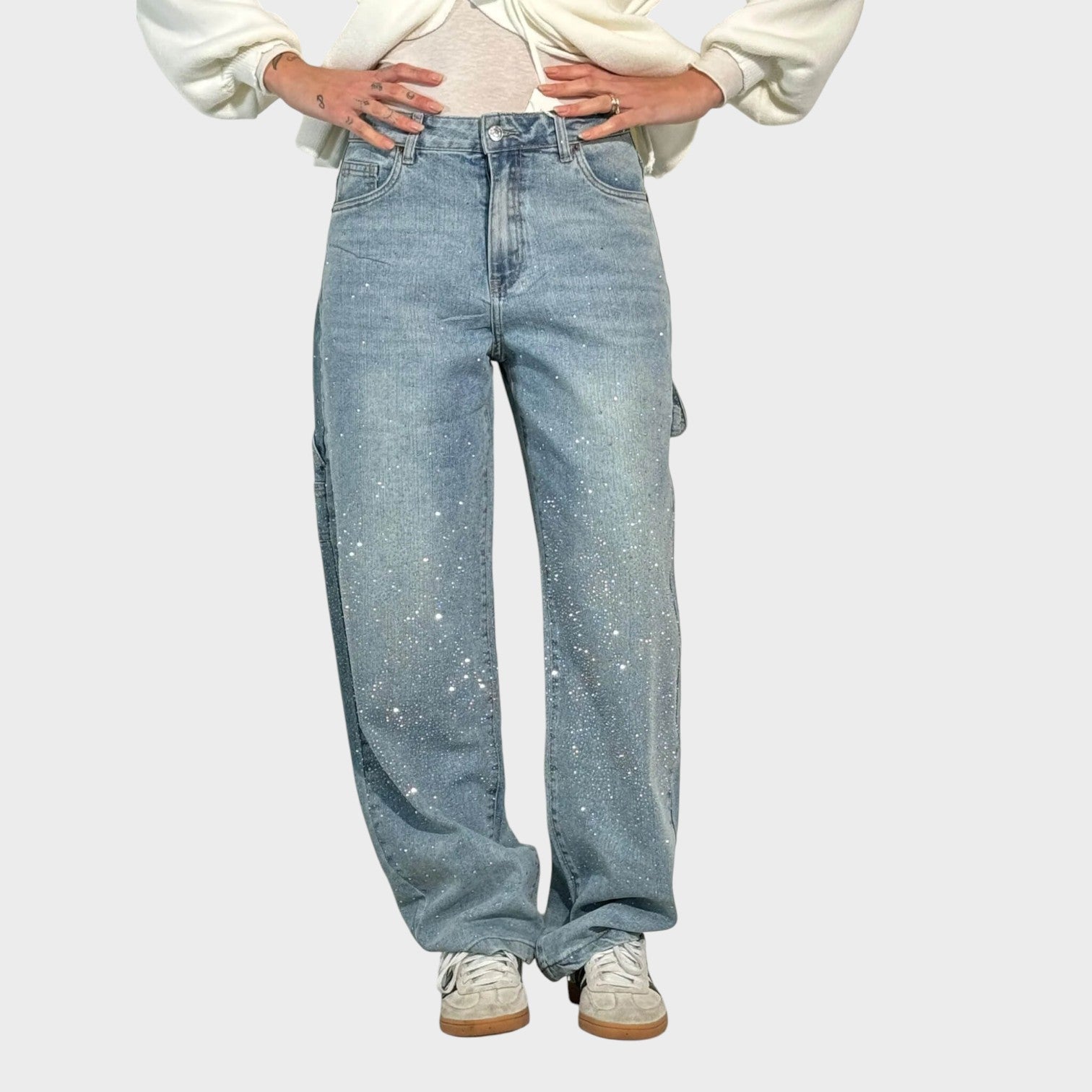 Valerie – Jeans Donna Balloon Fit con Dettagli Brillanti