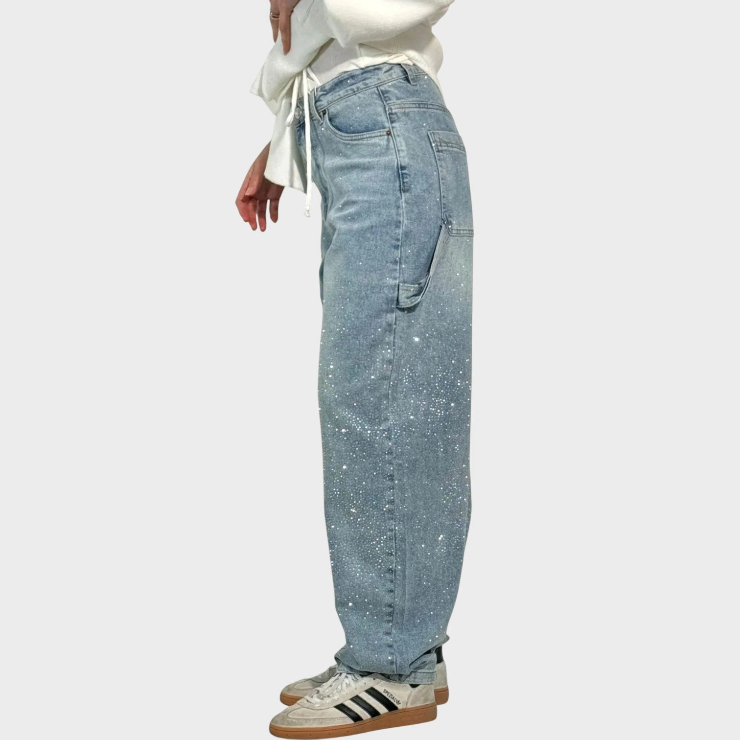 Valerie – Jeans Donna Balloon Fit con Dettagli Brillanti
