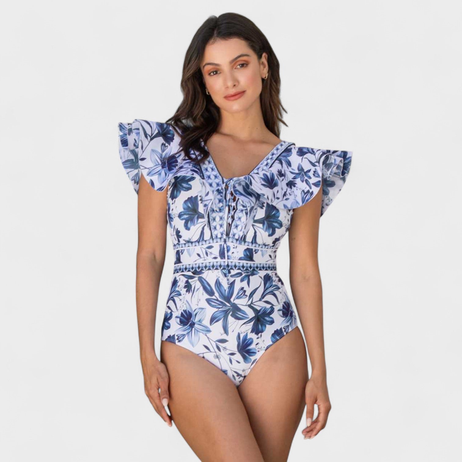 Set Mare Mediterraneo – Costume Intero con Gonna Lunga Coordinata