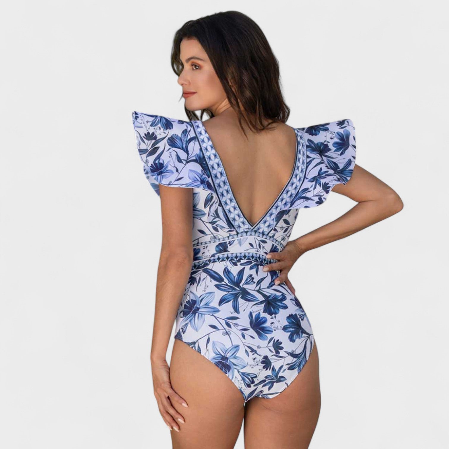 Set Mare Mediterraneo – Costume Intero con Gonna Lunga Coordinata