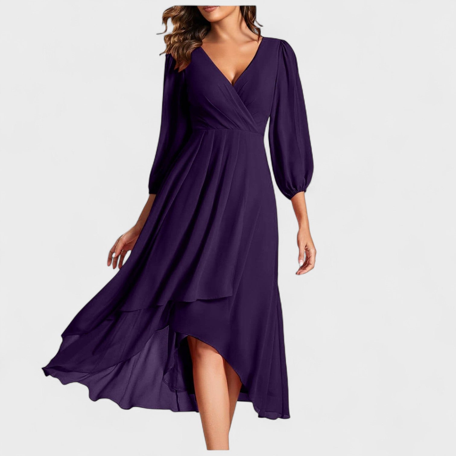 GiuliaFirenze  – Abito Elegante con Scollo a V e Gonna Asimmetrica