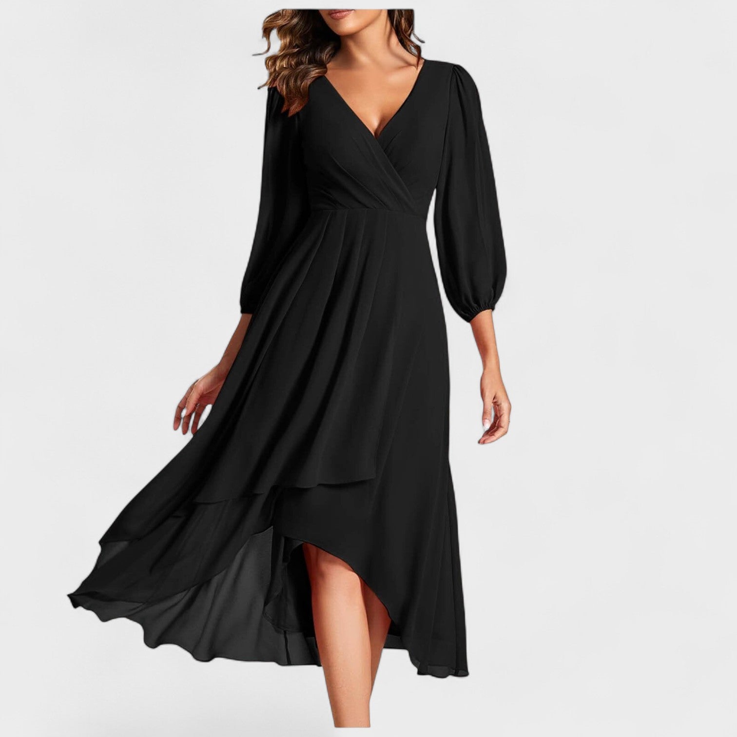 GiuliaFirenze  – Abito Elegante con Scollo a V e Gonna Asimmetrica