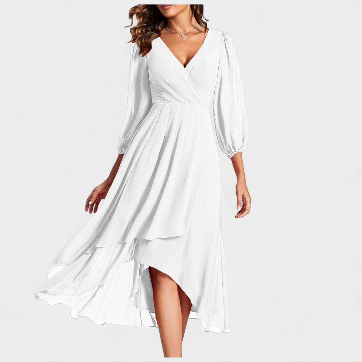 GiuliaFirenze  – Abito Elegante con Scollo a V e Gonna Asimmetrica