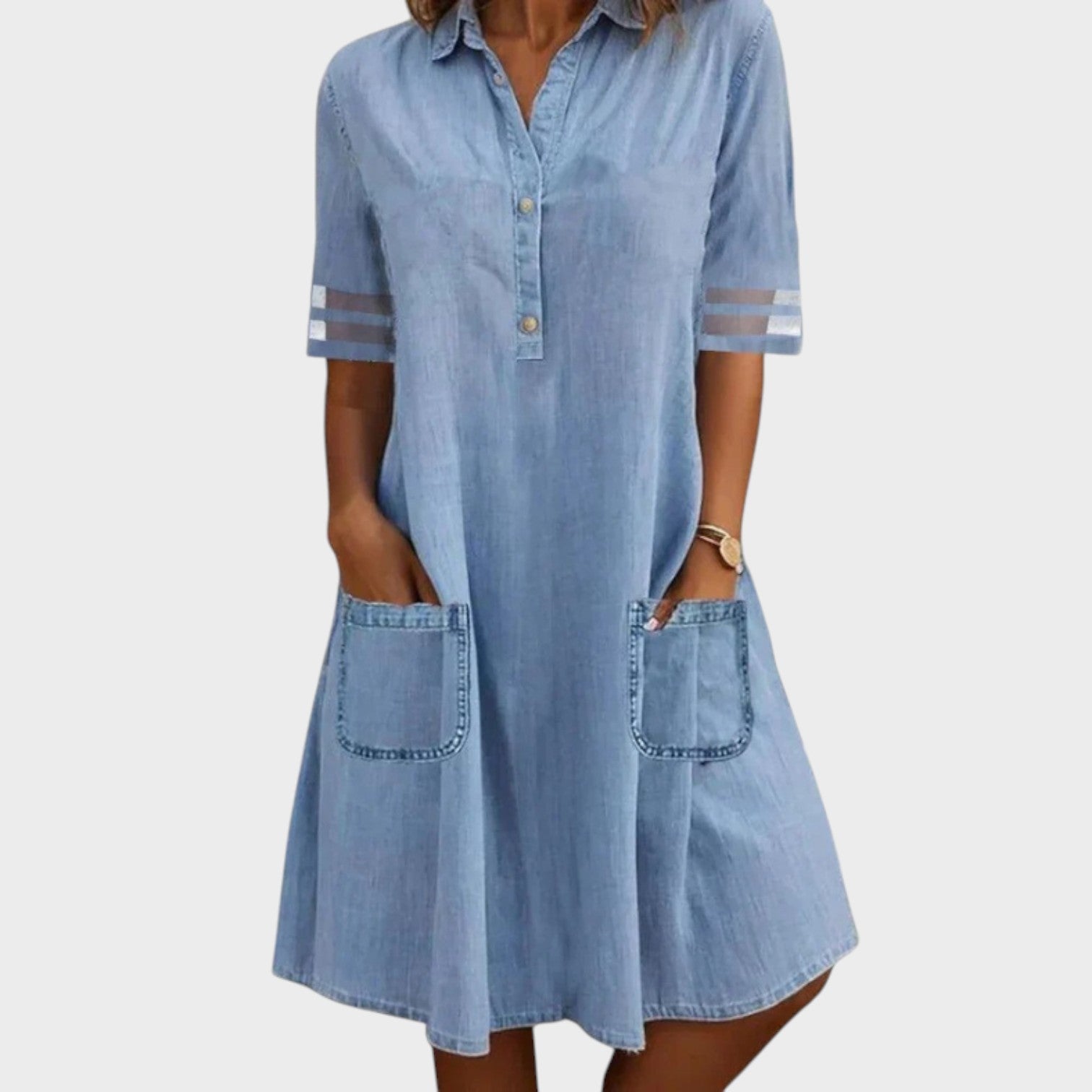 GiuliaFirenze – Vestito in Denim Leggero con Tasche Laterali