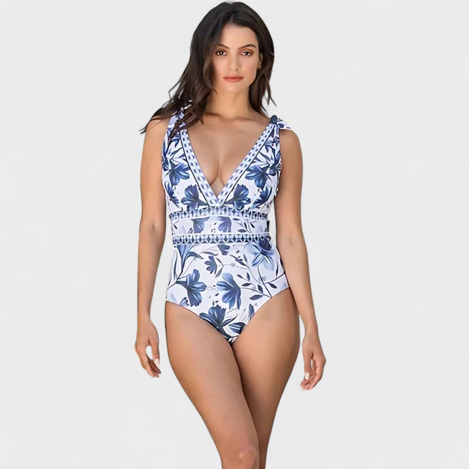 Set Mare Mediterraneo – Costume Intero con Gonna Lunga Coordinata