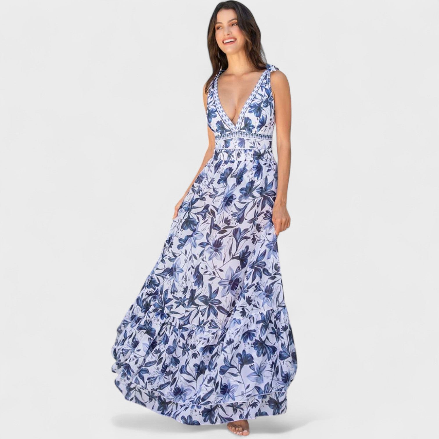 Set Mare Mediterraneo – Costume Intero con Gonna Lunga Coordinata