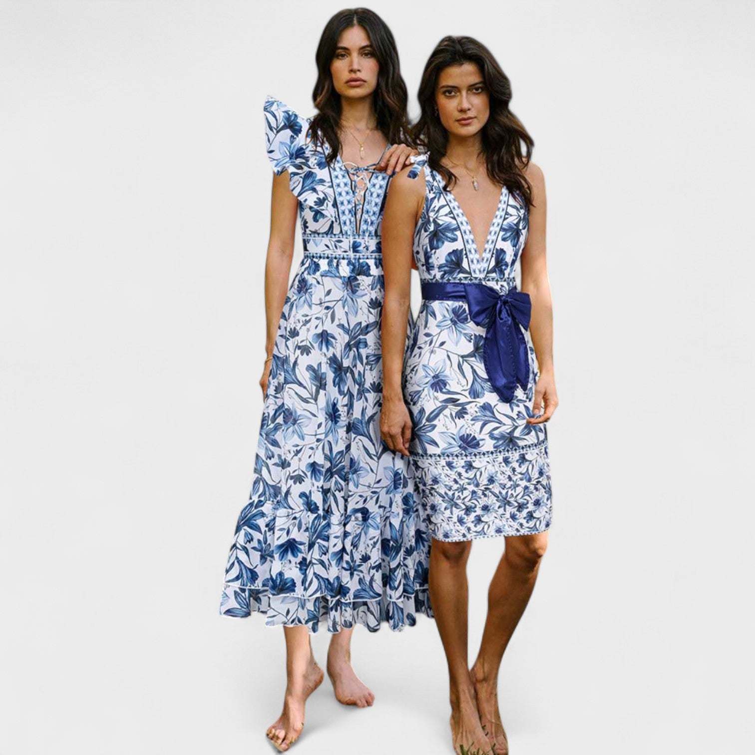 Set Mare Mediterraneo – Costume Intero con Gonna Lunga Coordinata