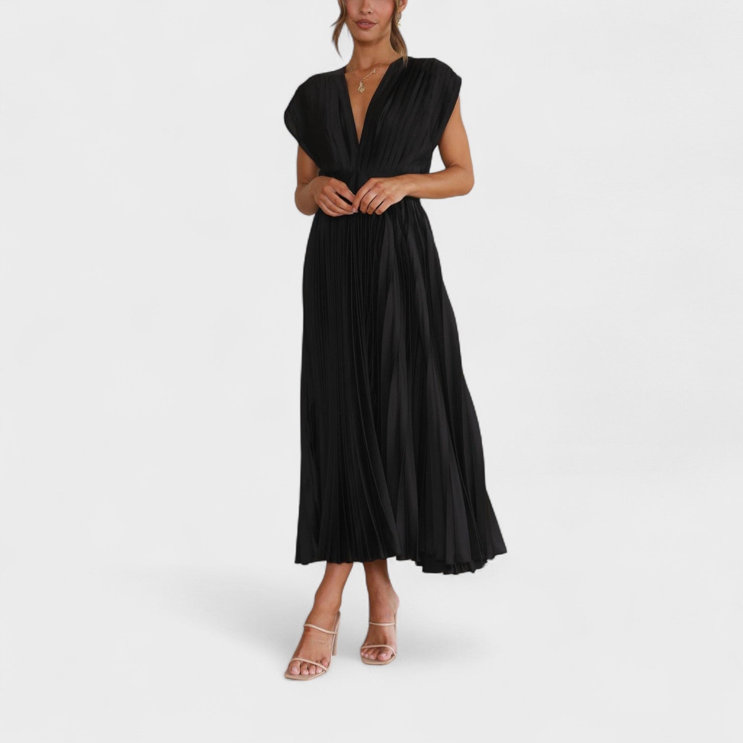 Marianne – Abito Plissé Elegante con Scollo a V Drappeggiato