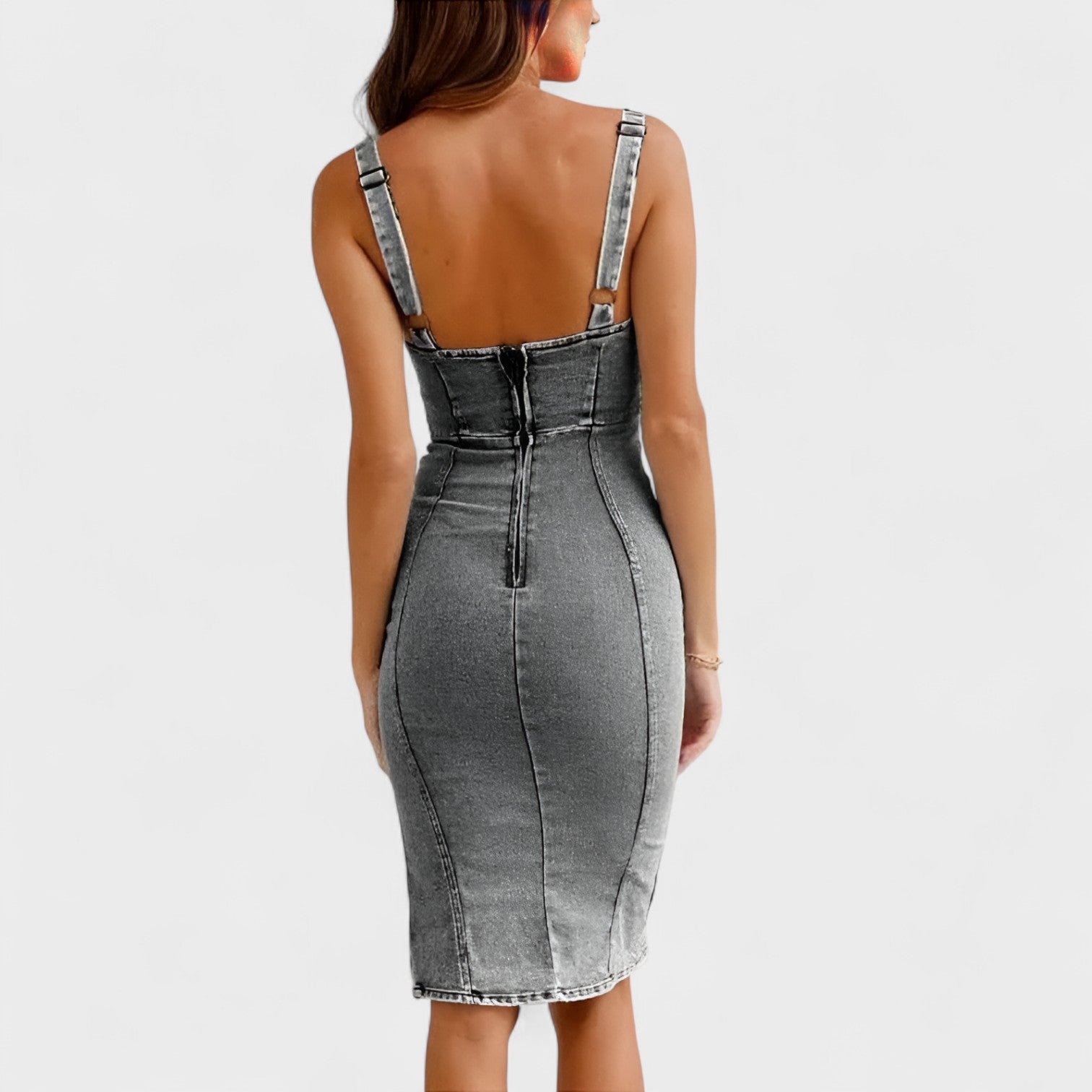 Valeria – Abito in Jeans Attillato con Spacco Laterale