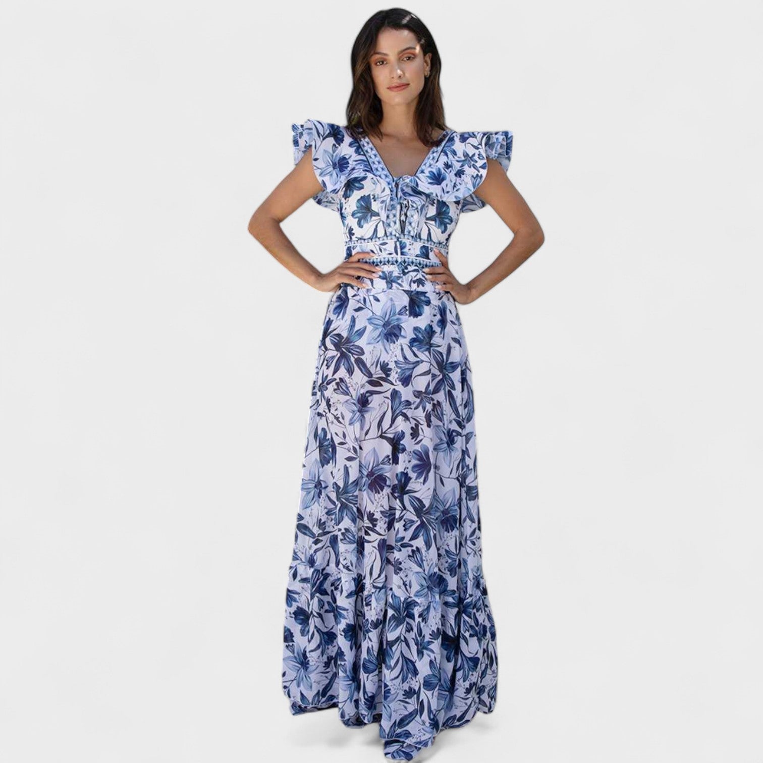Set Mare Mediterraneo – Costume Intero con Gonna Lunga Coordinata