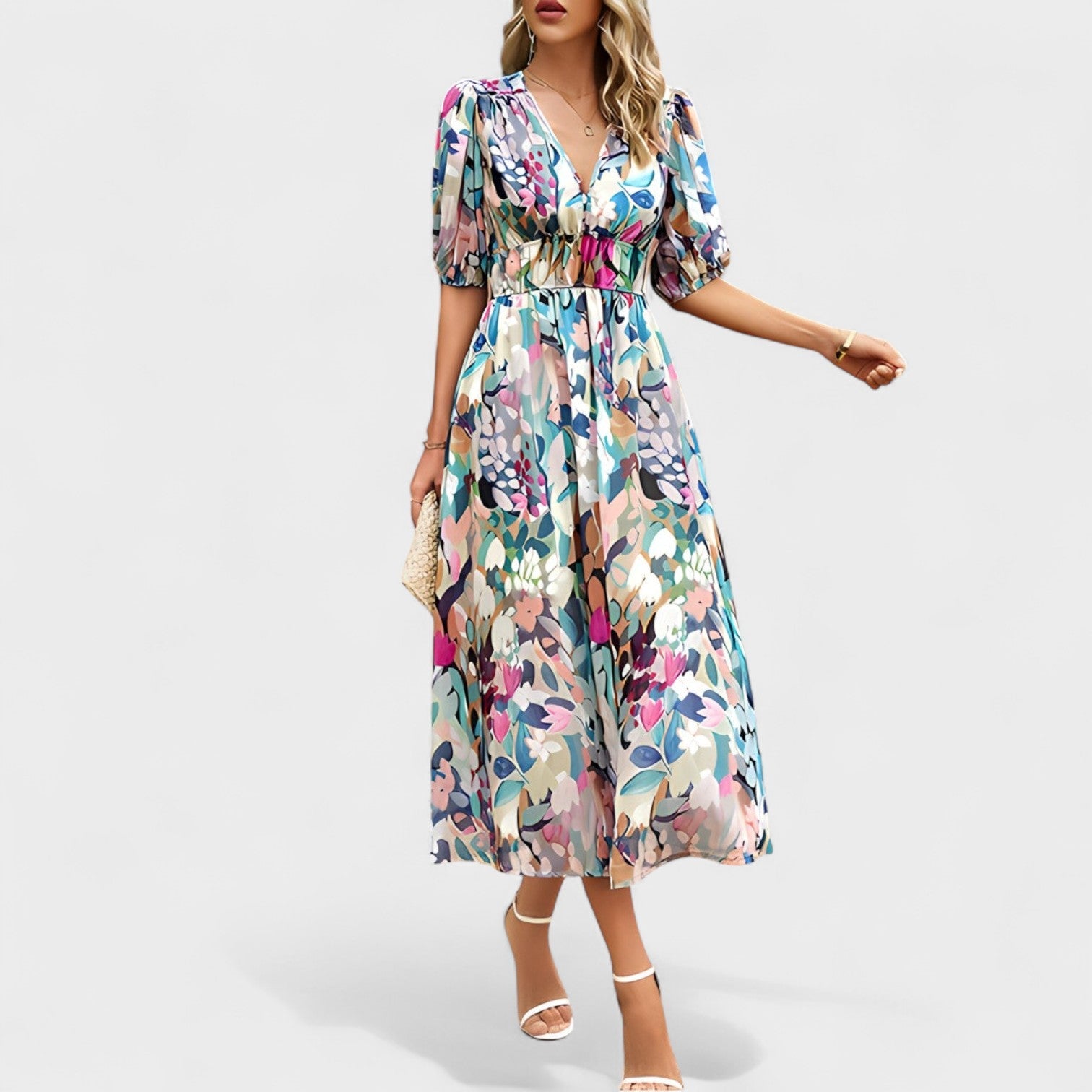 Clara – Elegante abito midi floreale