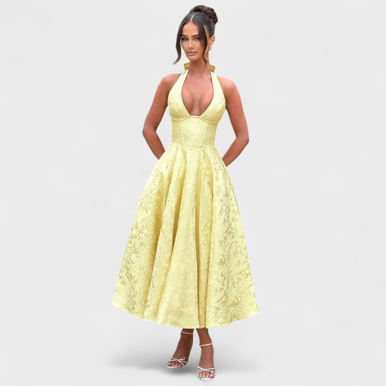Halina – Vestito midi con corsetto e gonna fluida