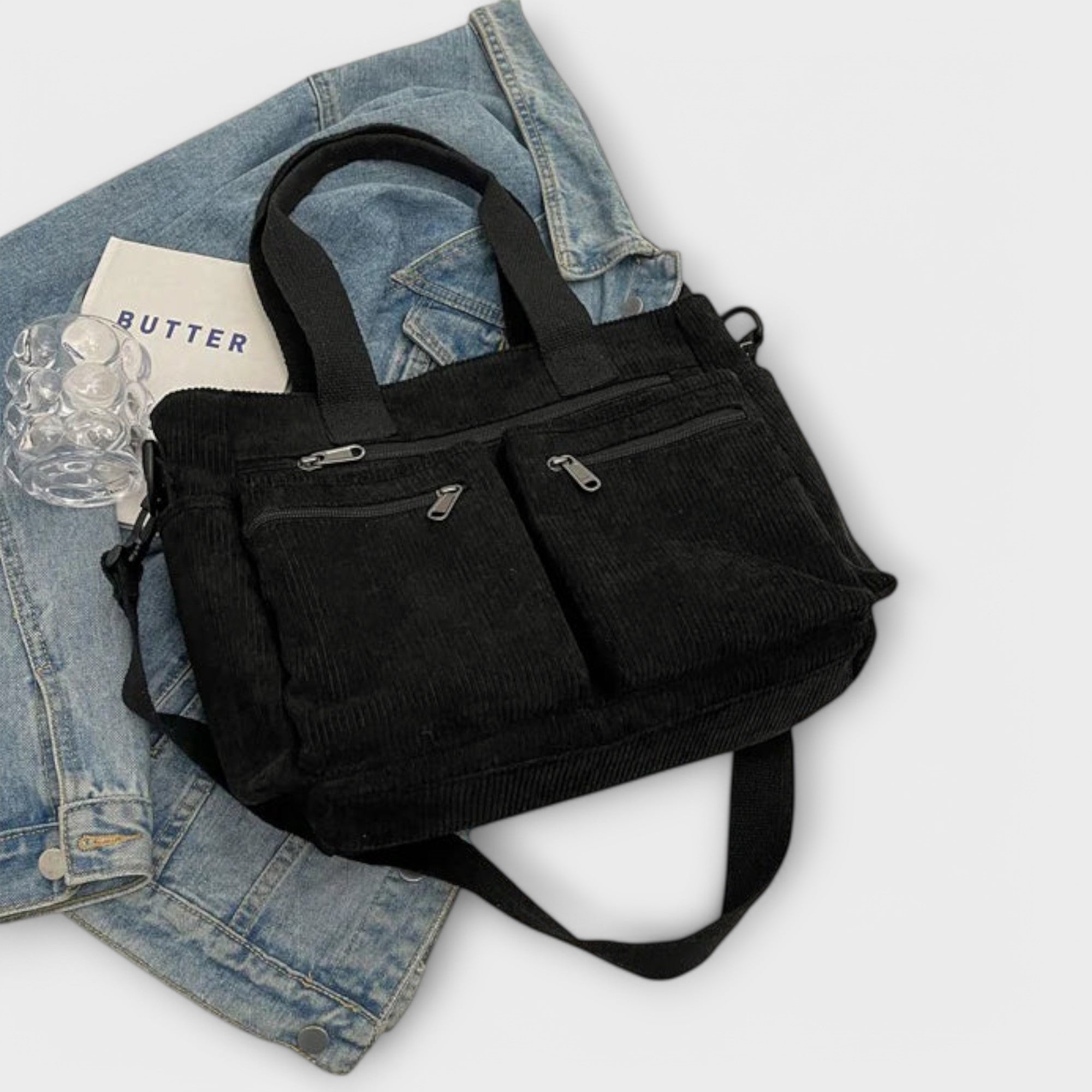 Giulia – Borsa Tote in Velluto a Coste Impermeabile da Donna