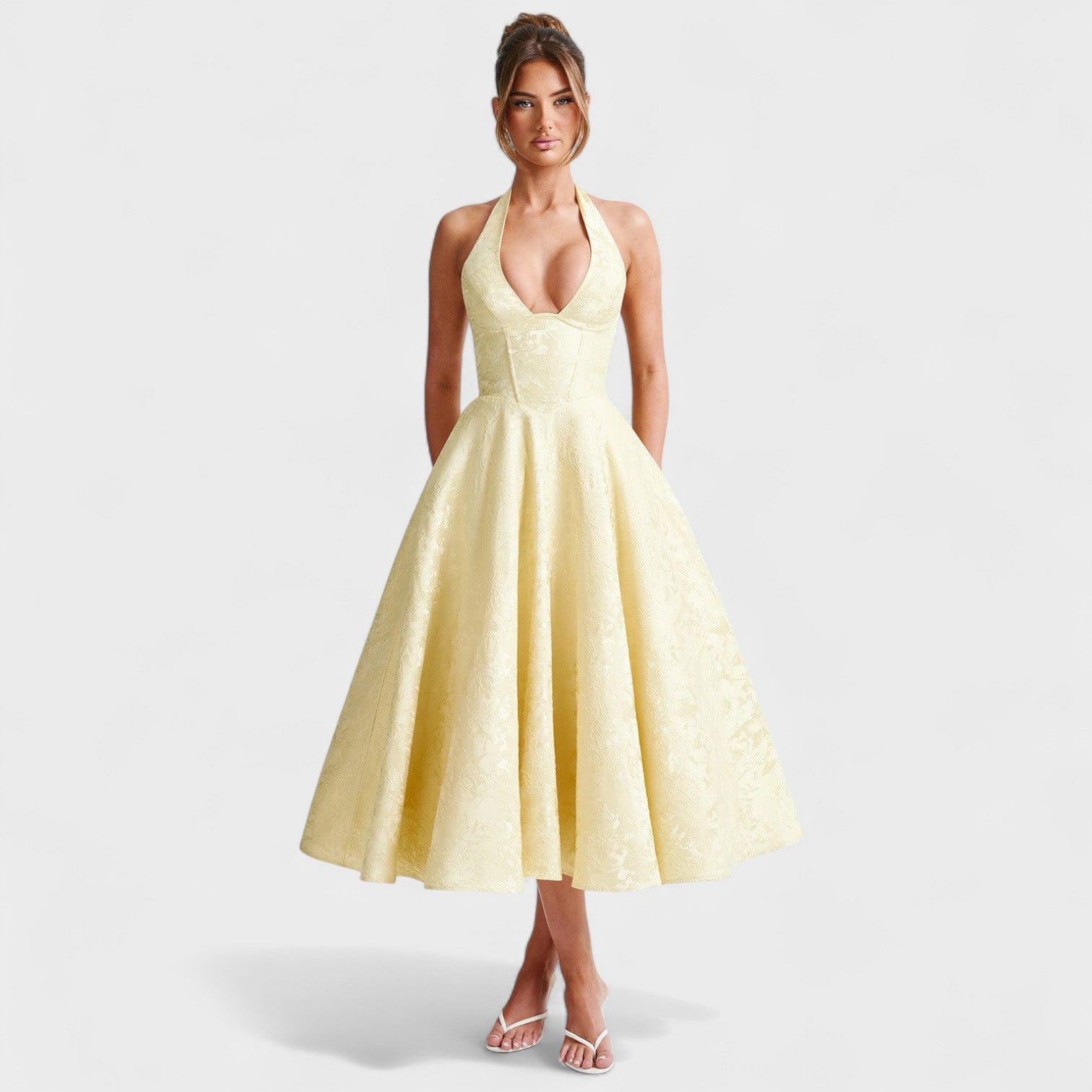 Halina – Vestito midi con corsetto e gonna fluida
