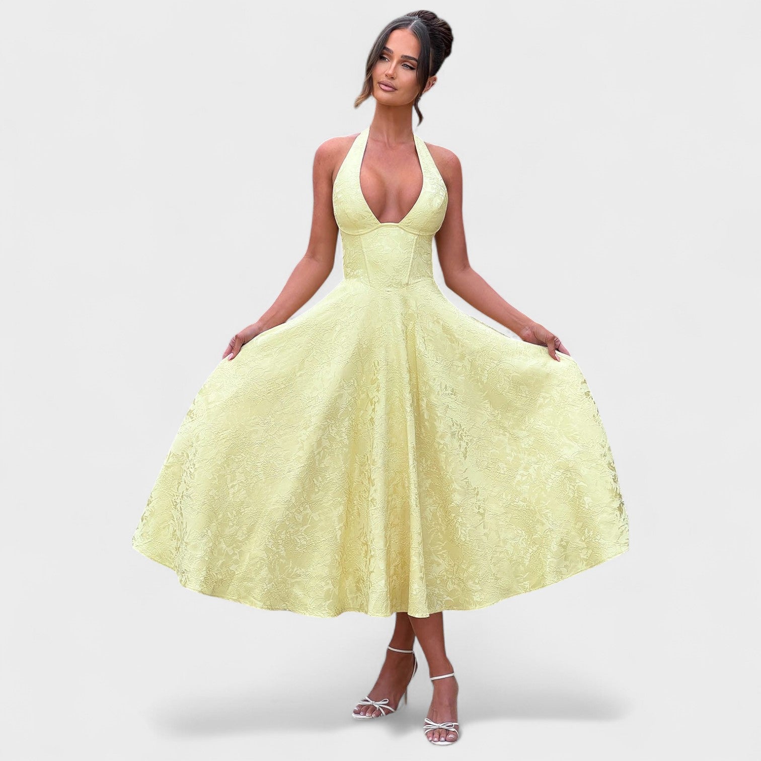 Halina – Vestito midi con corsetto e gonna fluida