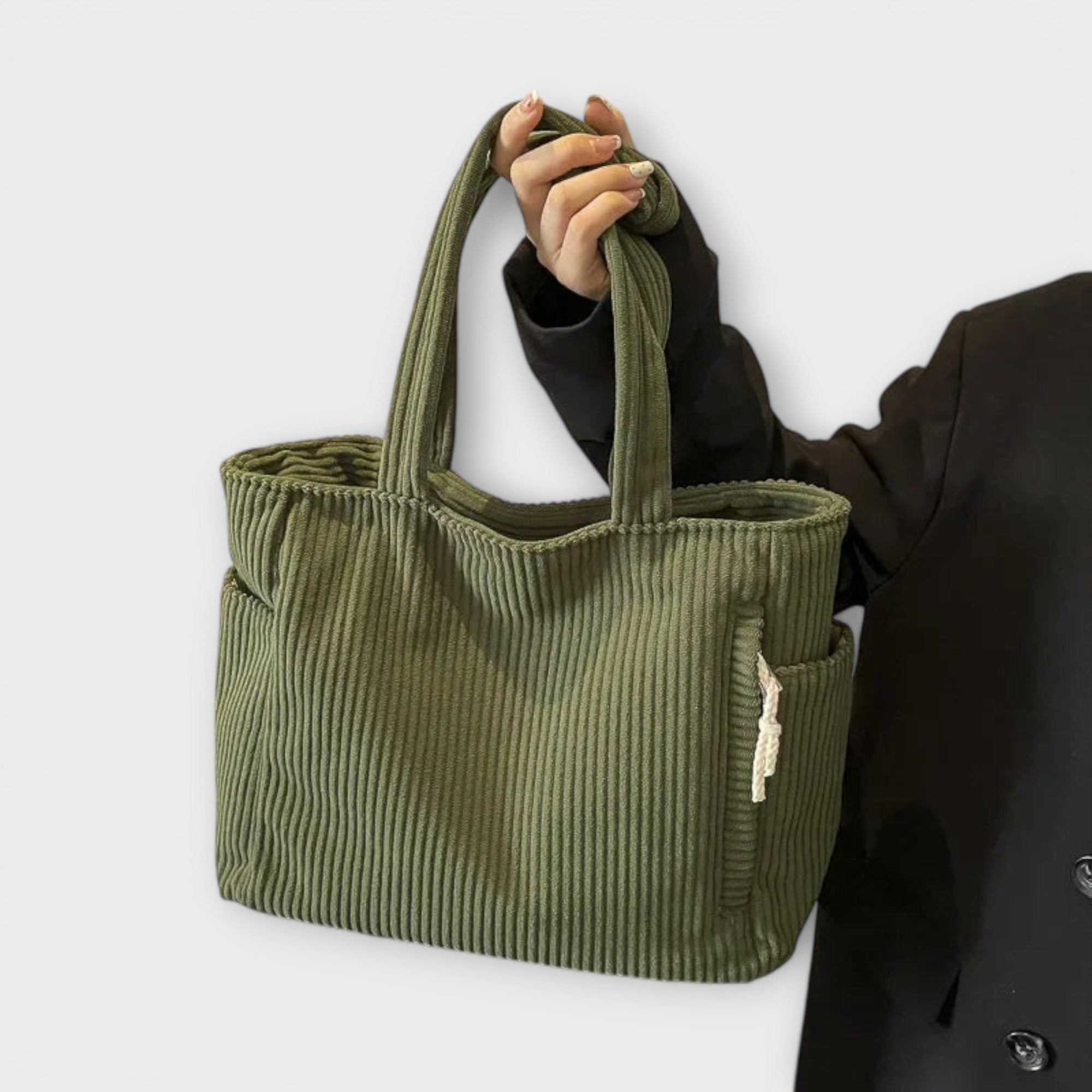 Giulia – Borsa a Spalla in Velluto a Coste con Tasca Esterna