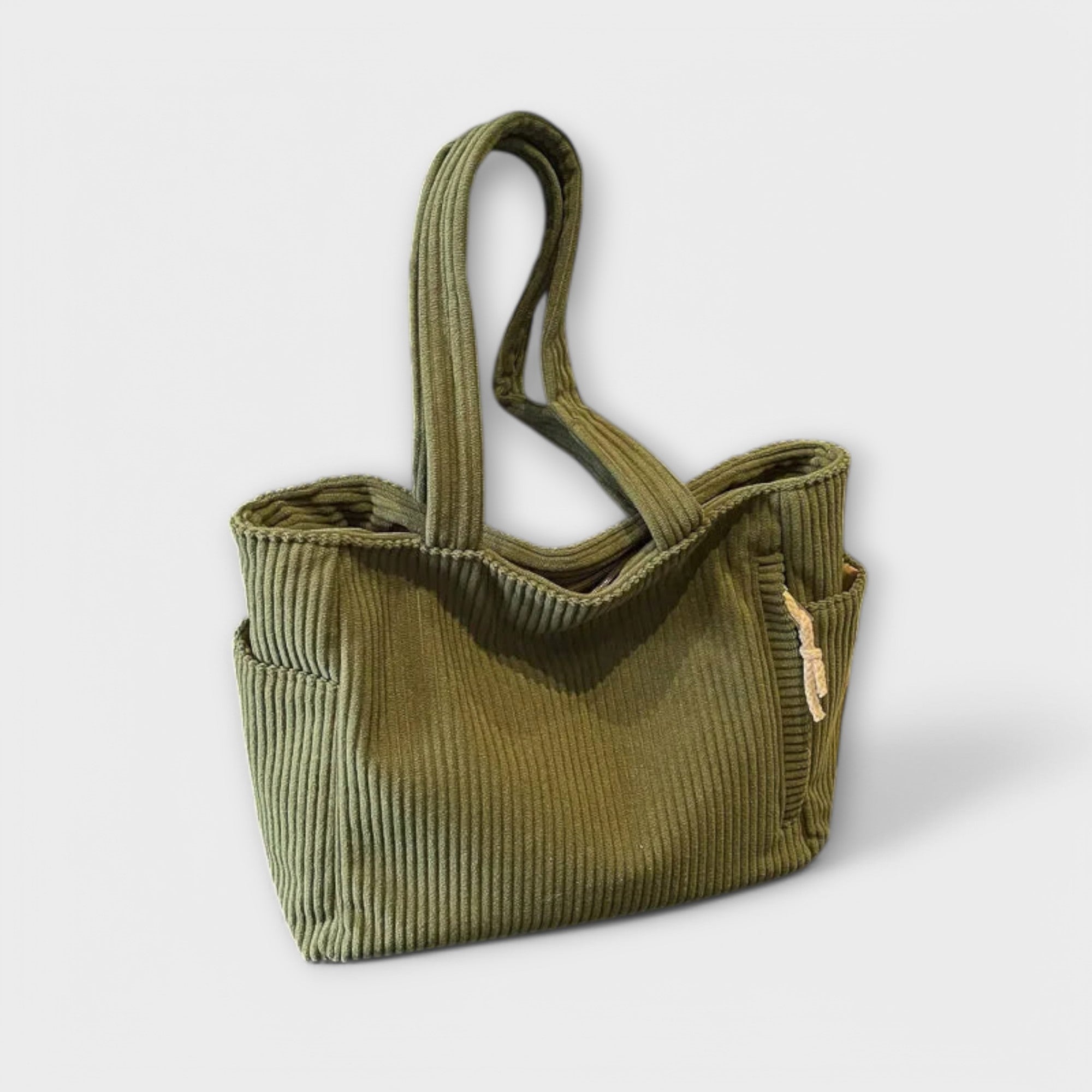 Giulia – Borsa a Spalla in Velluto a Coste con Tasca Esterna