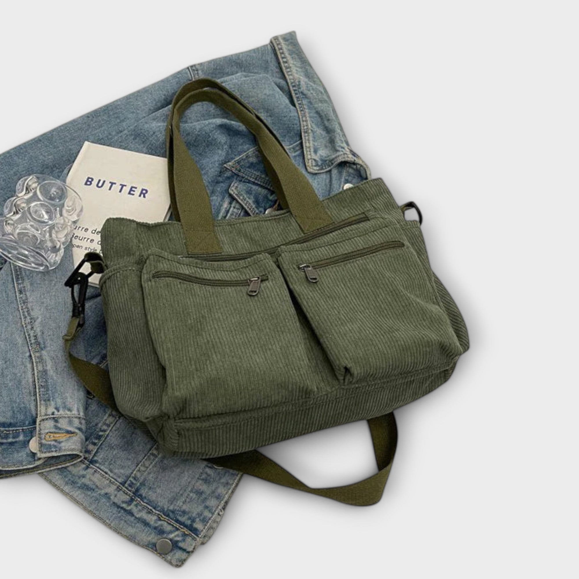Giulia – Borsa Tote in Velluto a Coste Impermeabile da Donna